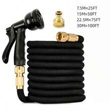 100ft/75ft/50ft/25ft Garden Hose With 7-Function High Pressure Nozzle, Lightweight Non-Expandable Hose, Suitable For Yard, Lawn, Car Wash And Outdoor Use, Gardening Watering Hose - A - View 3