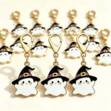 10pcs Witch Hat Ghost Keychain Pendants, White And Black Keychains Suitable For Halloween Pranks, Also As Gifts For Graduation, Birthday, Thanksgiving, Halloween And Christmas, Fun And Practical To Give - White - View 3
