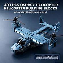 403 PCS Helicopter Building Blocks, Adult Collectible Military Brick Model, Gift For Halloween Christmas Thanksgiving Birthday - Teal Blue - View 1