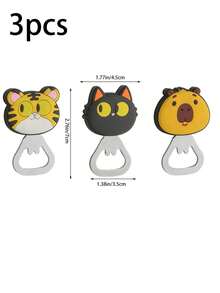 1/2/3pcs Cartoon Animal Magnetic Bottle Opener, Tiger Capybara Black Cat Funny Design, PVC Soft Rubber Fridge Magnet, Home Beer Opener, Cute Creative Home Decor Tool Ornament, Bar Tool - Multicolor - View 21