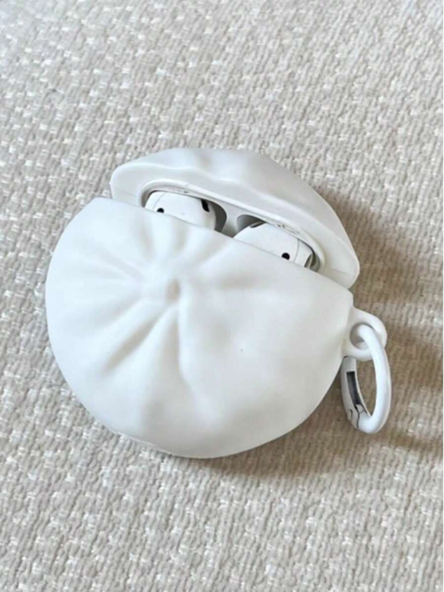 可愛餃子耳機保護套附掛環,柔軟矽膠防震保護殼,便攜易用,適合旅行與日常戶外聚會,相容 1/2/3/4、Pro/Pro 2/Pro 3 - 白色 - 查看 1