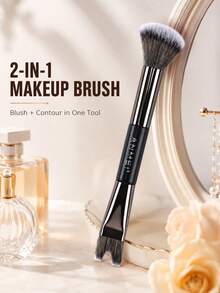 Dual-Ended Makeup Brush Set, Angled Foundation & Contour Brush, Blush, Nose Contour, Highlighter, Multi-Function Tool, Soft Synthetic Bristles, Suitable For Blending & Shaping, Home, Salon, Travel Use, Gift For Women, Girls, Makeup Enthusiasts, Valentine's Day, Mother's Day - Multicolor - View 9