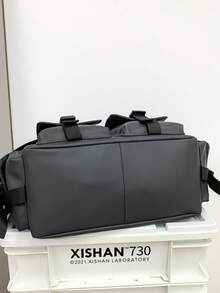 Black Waterproof Cargo Style Style Men's Tote Crossbody Bag, Double Buckle Front Pocket Multi-Pocket Large Capacity Storage, Adjustable Shoulder Strap, Functional Style Student Commute Travel Casual One Shoulder Handbag - Multicolor - View 5
