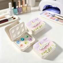 1pc 6-Grid White Palette Box, Nail Gel Color White Multi-Compartment Storage Box, Outdoor Painting Watercolor Storage Container, Portable Nail Polish Gel Paint Display Box - Multicolor - View 3