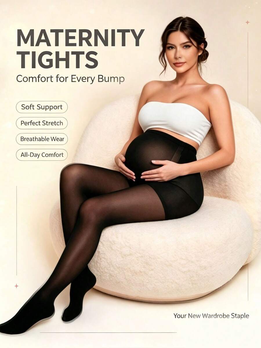 1pc Women Maternity Leggings Casual Versatile Spring Autumn Daily Essential - Black - View 1