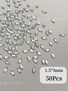 Pack Of 50 K9 Clear Nail Stones – Flat-Back, Fancy Cut (Select Shape & Size) – Nail Art Parts / DIY Decoration - White - View 7