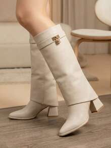 Women Knee-High Boots - Latte - View 3