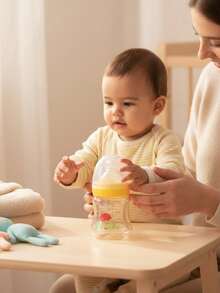 1pc Cartoon Pattern Wide Neck Baby Bottle, PPSU Material, Temperature Resistant -20°C To 180°C, High Temperature Sterilizable, 140ml Capacity, Liquid Silicone Nipple, Lightweight, Shock-Resistant, Durable - Multicolor - View 8