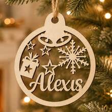 Custom Wooden Name Christmas Ornament, Personalized Rustic Tree Hanging Decor, Customized Holiday Party Decoration, Customizable Winter Keepsake, Farmhouse Xmas Tree Decor, Secret Santa Gift For Home, Christmas Tree Ornaments, Christmas Decoration - Multicolor - View 6
