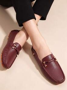 Men's Daily Outdoor Shoes All-Match Style Outdoor Driving Loafers, Versatile Soft Sole Comfortable Loafers - Burgundy - View 5