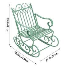 Metal Rocking Chair, Wrought Iron Outdoor Patio Rocker With Decorative Scrollwork, Single Lounge Chair For Garden, Lawn, Porch, Balcony & Backyard Relaxation - A - View 4