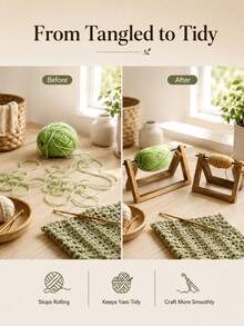 1 buah Tempat Benang Kayu, Rak Penyimpanan Benang Kayu Alami, Desain Pengeluaran Halus, Alat Merajut dan Merenda Buatan Tangan, Mencegah Benang Menggulung, Cocok untuk Ruang Kerajinan, DIY Rumah dan Penggunaan sebagai Hadiah - A - View 5