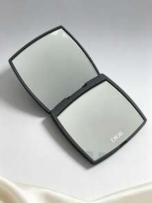 Dior Premium Matte Black Square Double-Sided Folding Makeup Mirror, Metal Logo Portable Compact Mirror For Touch-Ups, Pocket Mini High Definition Beauty Mirror, Travel Business Trip Outing Carry-On Makeup Tool - Black Square Makeup Mirror - View 9