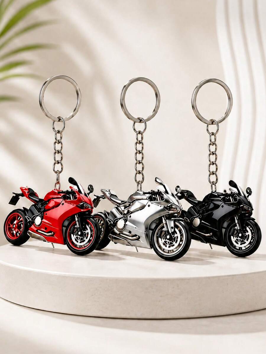 Motorcycle Design 2D Flat Keychain, Backpack Charm, Suitable For Car Keys, Backpacks, Back To School Party Gifts, Gifts For Friends, Classmates, Motorcycle Enthusiasts - Multicolor - View 1