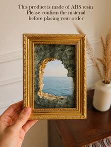 1pc Of Gold Embossed Vintage Photo Frame - European Style Rectangular, Photo Studio, Corridor Home Decoration, Exquisite Craftsmanship European Classical And Modern Craftsmanship Combination Suitable For Home Decoration Room Decor Desktop Decoration - Multicolor - View 4