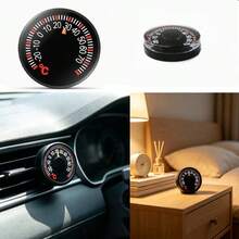 1pc/2pcs 27mm Car Dashboard Thermometer, Pointer Type Plastic Round Celsius Temperature Gauge Accessory - A - View 4