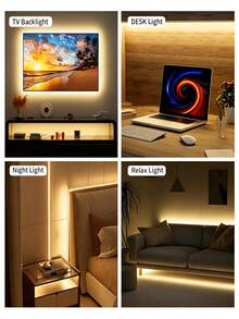 5V USB COB LED Light Strip With Button Switch, Self-Adhesive Flexible Light Bar, Suitable For TV Background, Bed Bottom, Stairs, Cabinet Indoor Home Atmosphere Lighting Decoration - Multicolor - View 4
