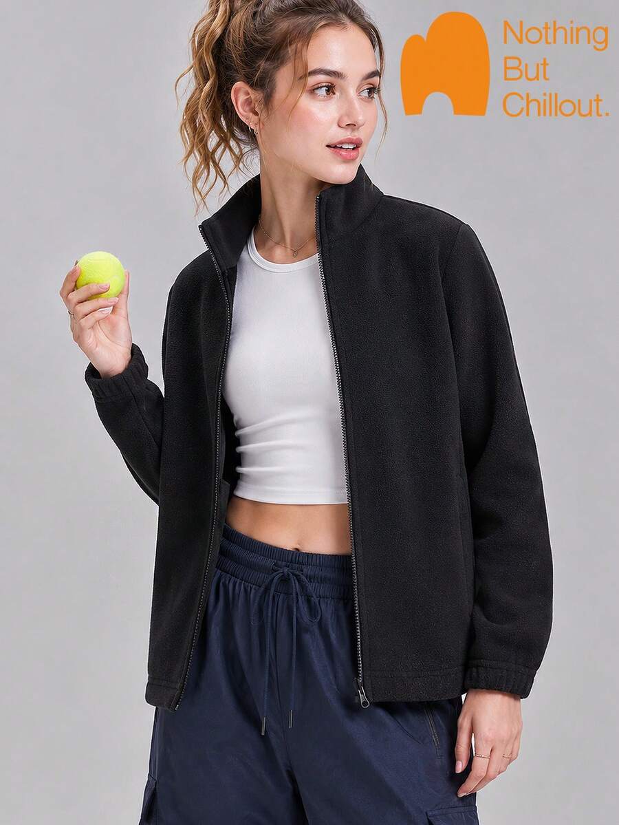 NBCT Women's Stand Collar Zip-Up Jacket, Multi-Color Options, Functional Style, Outdoor Camping Hiking Layering Loose Fit Versatile Sports Outerwear
