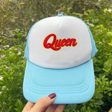 1pc/4pcs Multi-Color "Queen" Letter 3D Computer Embroidered Fabric Patch, Iron-On Embroidery Patch, Suitable For Jeans, Hats, Jackets, Backpacks - Holiday Decoration & Commercial Promotion - Small Business Wholesale Decor, Fabric Applique - 1pc-pink - View 4