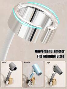 Hair Dryer Holder, Hands-Free Wall Mount Suction Cup Hair Dryer Bracket, Storage Rack, No-Drill Bathroom Organizer Shelf, Multi-Function Hair Dryer Storage Rack - Multicolor - View 5