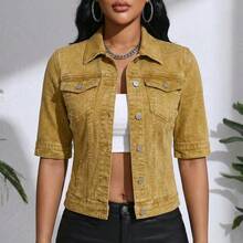 Quilted Casual Denim-Look Top For Evening Dates, Daily Wear, Vacation, Travel, All Seasons - Ginger - View 6