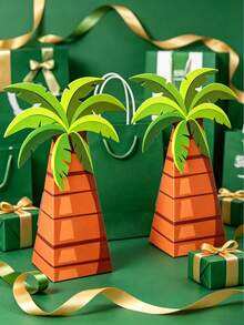 5pcs/1pc Saudi National Day Palm Tree Shaped Candy Gift Box, Saudi Arabia Theme Gift Packaging Box, Coconut Tree Pattern Paper Dessert Box, Suitable For Saudi National Day, Birthday, Welcome Party Favors, Ramadan Eid Gift Packaging Box, Middle Eastern Style Party Gift Box, With Ribbon, Festival Guest Favor Storage Gift Box, Arab Pattern Gift Box, Ramadan Party Packaging, Ramadan Favor, Candy Date Packaging Box, Festive Gift Box, 20pcs - Multicolor - View 6