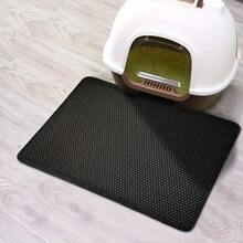 Anti-Splash Double Layer EVA Cat Litter Mat, Double Layer Honeycomb Design Pet Cage Cleaning Mat Waterproof Urine-Proof Cat Litter Collection Mat, Cat Litter Box Mat, Cat Supplies, Dog Supplies, Rabbit Supplies, Halloween Christmas Decoration Please Measure Cat Litter Box Size Accurately And Refer To Size Chart Before Purchase - Black - View 15