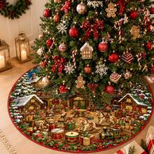 1pc House Gift Box Pattern Christmas Tree Skirt, Elegant Color Holiday Decor, 5 Sizes, Unisex Holiday Gift, Suitable For Home And Party Christmas Home Decoration - Gift Box House - View 8