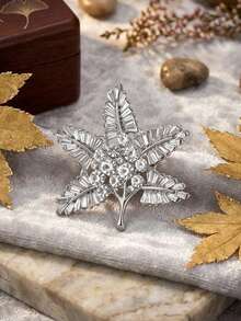 Luxury Rhinestone Maple Leaf Brooches - Plant Pins For Women Unisex Casual Party Jewelry Accessories / Friends Gifts Decoration - Maple Leaf - View 18