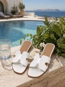 Women's Summer Flat Versatile Fashion Minimalist Lightweight Outdoor Comfortable Soft Open Toe Slides Sandals Beach Shoes - White - View 8