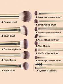ronshadow 13pcs Makeup Brush Set With Storage Bag, Makeup Sponge, Powder Puff, Loose Powder Brush, Blush Brush, Foundation Brush, Contour Brush, Multiple Eyeshadow Brushes, Dual-Ended Eyebrow Brush, For Home Makeup, Travel And Touch-Ups, Complete Set For Setting, Blush, Contouring, Eyeshadow And Eyebrow Makeup - Multicolor - View 4