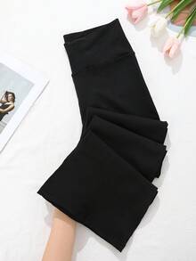 Women's Seamless Autumn Fashion Minimalist Wide Leg Pants, Winter High Waist Tummy Control Thermal Lined Long Pants - Black - View 10