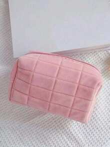 1pc Pink Large Capacity Pillow Shaped Pencil Case, Suitable For Girls And Students, Can Be Used For Travel, Makeup And Toiletries Storage, Practical Gift, Zipper Design, Room Decoration, Travel Essentials, Makeup Storage Bag, Dressing Room Decor - Multicolor - View 14