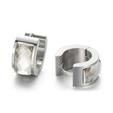 2 Pcs Silvery 304 Stainless Steel Multicolor CZ Huggie Hoop Earrings, Low Allergy Punk Unisex Hip Hop Jewelry Gift - 2 Pcs Silvery - View 13