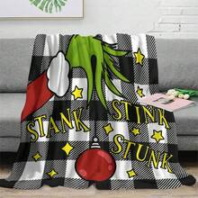 The Grinch Soft & Comfortable 1pc All-Over Print Modern Flannel Christmas Nap Blanket - Christmas Tree - Polyester Nap Blanket - Digital Print Craft, Suitable For Sofa, Bed, Travel, Office Home Decor - Multicolor - View 6