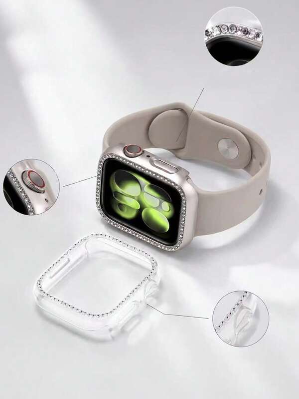 1pc Diamond Watch Case+Glass Compatible With Apple Watch 40/41/42/44/45/46mm. Elegant And Stylish Women Watch Accessories, Series11 10 9876432