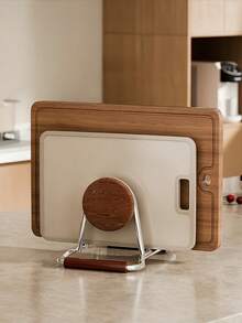 2/1pc Multi-Functional Kitchen Storage Rack, Pot Lid Holder, Plate Rack, Kitchen Utensil Rack, Cookware Rack, Suitable For Cabinets And Countertops, With Non-Slip Base, Non-Slip And Oil-Resistant, Easy To Clean, Keeps Countertop Dry, Kitchen Supplies, Decor, Home Essential - Multicolor - View 2