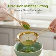 1/3pcs Stainless Steel Kitchen Flour Sifter, Residue Filter, Multi-Functional Kitchen Tool, Suitable For Juicing, Tea Filtering, Flour, Soy Milk, Etc. Kitchen Accessories, Powdered Sugar Tea Fine Mesh Strainer, Japanese Matcha Powder Sifter. - Gold - View 10