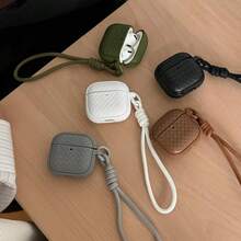 Korean Style Minimalist Rhombus Faux Leather Solid Color + Rope Earphone Case Compatible With AirPods Pro 3 New Pro 2 Protective Cover Pro Cute Apple 4 Minimalist 3 Personalized 1/2 Generation Girls Earphone Case Protective Cover Spring/Summer Earphone Case/Birthday Gift/Holiday Gift - Multicolor - View 2