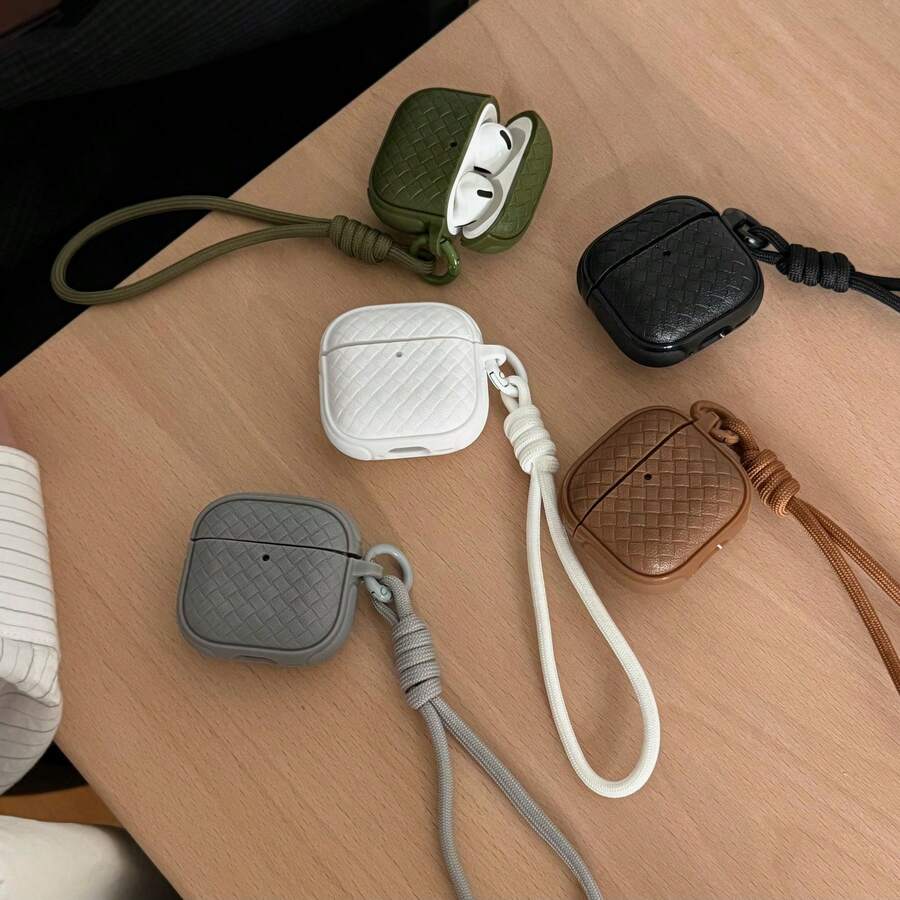 Casing Earphone Kulit Imitasi Bentuk Belah Ketupat Minimalis Gaya Korea Warna Solid + Tali Kompatibel dengan Pro 3 New Pro 2 Pelindung Pro Lucu Apple 4 Minimalis 3 Personalisasi Generasi 1/2 Casing Earphone Anak Perempuan Pelindung Musim Semi/Panas/Hadiah Ulang Tahun/Hadiah Liburan - MultiWarna - View 1