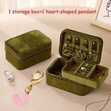 2pcs Jewelry Storage Box, Made Of High-Quality Velvet Fabric, Travel Jewelry Box, With Multiple Compartments And A Compact Size, Suitable For Both Home Storage And Outdoor Travel. It Can Store Rings, Earrings, Necklaces, And Is Perfect As A Gift - Multicolor - View 7