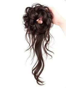1pc Side Ponytail Hair Extension Scrunchie For Women, Bun Hair Extension Scrunchie, Extra Long Fluffy Side Updo Hair Piece, Flower Bud Hair Bun Hair Extension - Multicolor - View 5