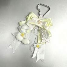 1pc Heart Buckle Satin Ribbon Bow Bag Charm, Lace Long Ribbon Polka Dot Woven Tape Anime Cosplay Live Concert Lolita Ita Bag Idol Support Fabric Rose Plush Wing Decoration Accessory Sweet Style Otaku Collection Handmade Peripheral Ornament - A - View 4