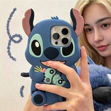 Disney 3D Stitch 矽膠手機殼，可愛卡通防震全包覆保護殼，適合日常使用與拍照，相容最新 Apple 18 Pro/Pro Max、Apple 11、12 系列、13 系列、14 系列、15 系列、16 系列及 17 Pro/Pro Max 等更多機型 - 藍色 - 查看 33