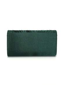 Valentine's Day Date Silver V-Shaped Metal Chain Sequin Glitter Evening Bag, Envelope Style Party Wedding Casual Women's Clutch, Banquet Dinner Bag - Green - View 4
