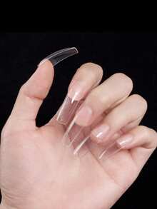 HOTWAY 96/100 Medium Length Trapezoidal Transparent White French Semi Adhesive Fake Nail, 10/12 Acrylic Nail Tip, Wearable Nail Artificial Nail - View 10