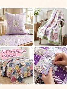 5 Inch Pre Cut Purple Floral Fabric Squares, 1/10/30/50 Pack Charm Fabric Bundle, Patchwork Quilting Fabric For Sewing Crafts, DIY Handmade Bags, Pillow, Quilt Home Decor - Multicolor - View 2