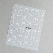 2件裝可愛白色蝴蝶結緞帶設計 薄型彈性3D美甲貼紙 自黏式浪漫婚禮蝴蝶結美甲貼花 DIY美甲裝飾 可貼於指甲 - 白色 - 查看 5