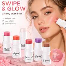 Julystar maquillaje profesional Colorete de larga duración pigmentado Colorete en crema - Rojo - Ver 7