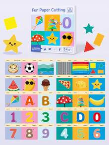 30Pcs Kids Scissor Skills Paper Cutting Set, STEM Craft Classroom Reward, Birthday Christmas Party Kit With Animal & Vehicle Patterns | Gift - Multicolor - View 8